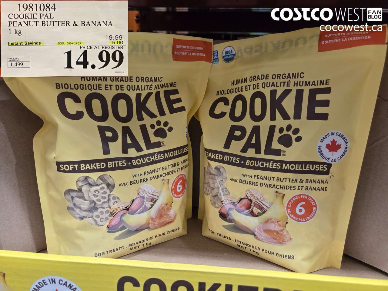 1981084 COOKIE PAL PEANUT BUTTER & BANANA 1 KG ($5.00 INSTANT SAVINGS EXPIRES ON 2026-03-29) $14.99