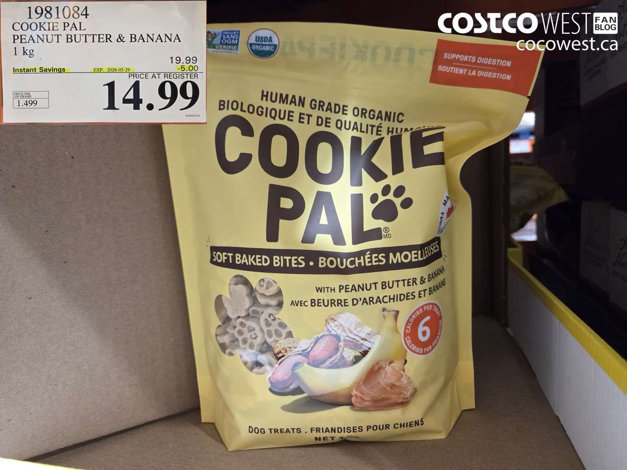 1981084 COOKIE PAL PEANUT BUTTER & BANANA 1 KG ($5.00 INSTANT SAVINGS EXPIRES ON 2026-03-29) $14.99