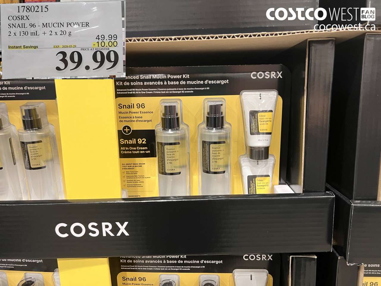 17802115 COSRX SNAIL 96 - MUCIN POWER 2 X 130 ML + 2 X 20 G ($10.00 INSTANT SAVINGS EXPIRES ON 2026-03-29) $39.99