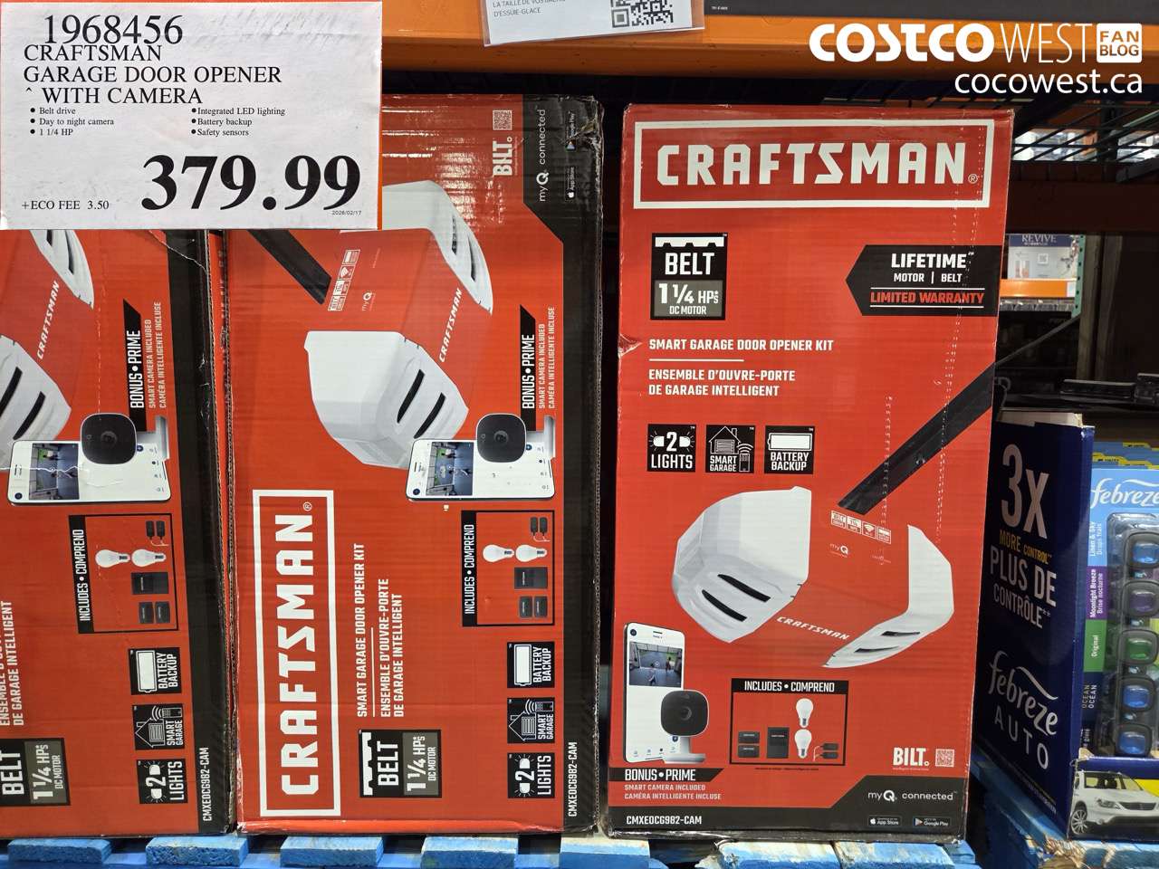 1968456 CRAFTSMAN GARAGE DOOR OPENER WITH CAMERA $379.99