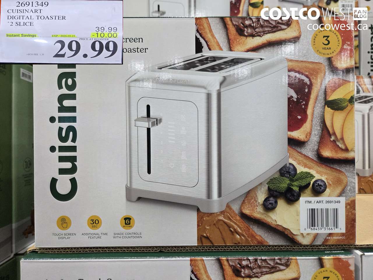 2691349 CUISINART DIGITAL TOASTER 2 SLICE ($10.00 INSTANT SAVINGS EXPIRES ON 2026-03-15) $29.99