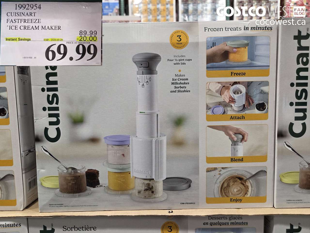 1992954 CUISINART FASTFREEZE ICE CREAM MAKER ($20.00 INSTANT SAVINGS EXPIRES ON 2026-03-29) $69.99