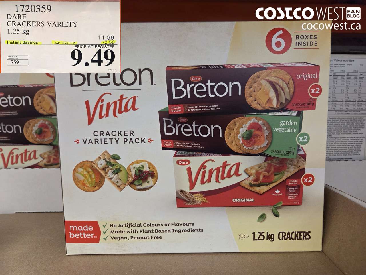 1720359 DARE CRACKERS VARIETY 1.25 KG ($2.50 INSTANT SAVINGS EXPIRES ON 2026-04-05) $9.49