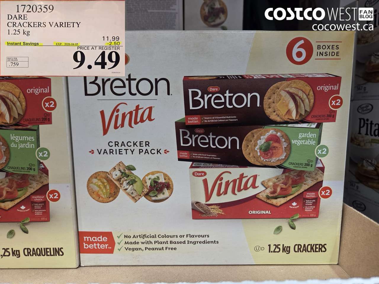 1720359 DARE CRACKERS VARIETY 1.25 KG ($2.50 INSTANT SAVINGS EXPIRES ON 2026-04-05) $9.49