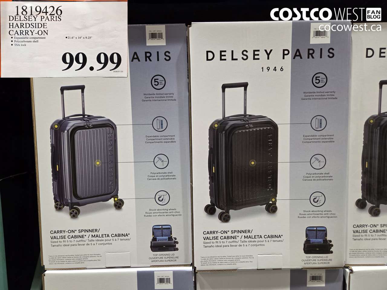 1819426 DELSEY PARIS HARD SIDE CARRY-ON $99.99