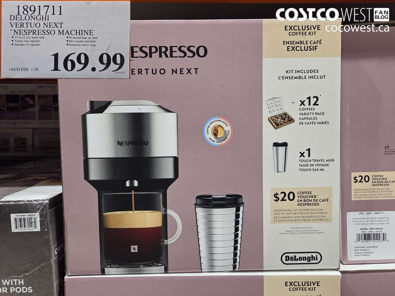 1891711 DE LONGHI VERTUO NEXT NESPRESSO MACHINE $169.99