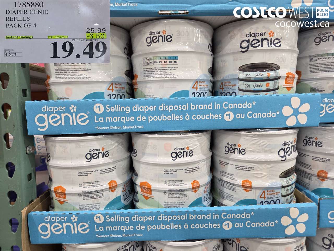 1785880 DIAPER GENIE REFILLS PACK OF 4 ($6.50 INSTANT SAVINGS EXPIRES ON 2026-03-15) $19.49