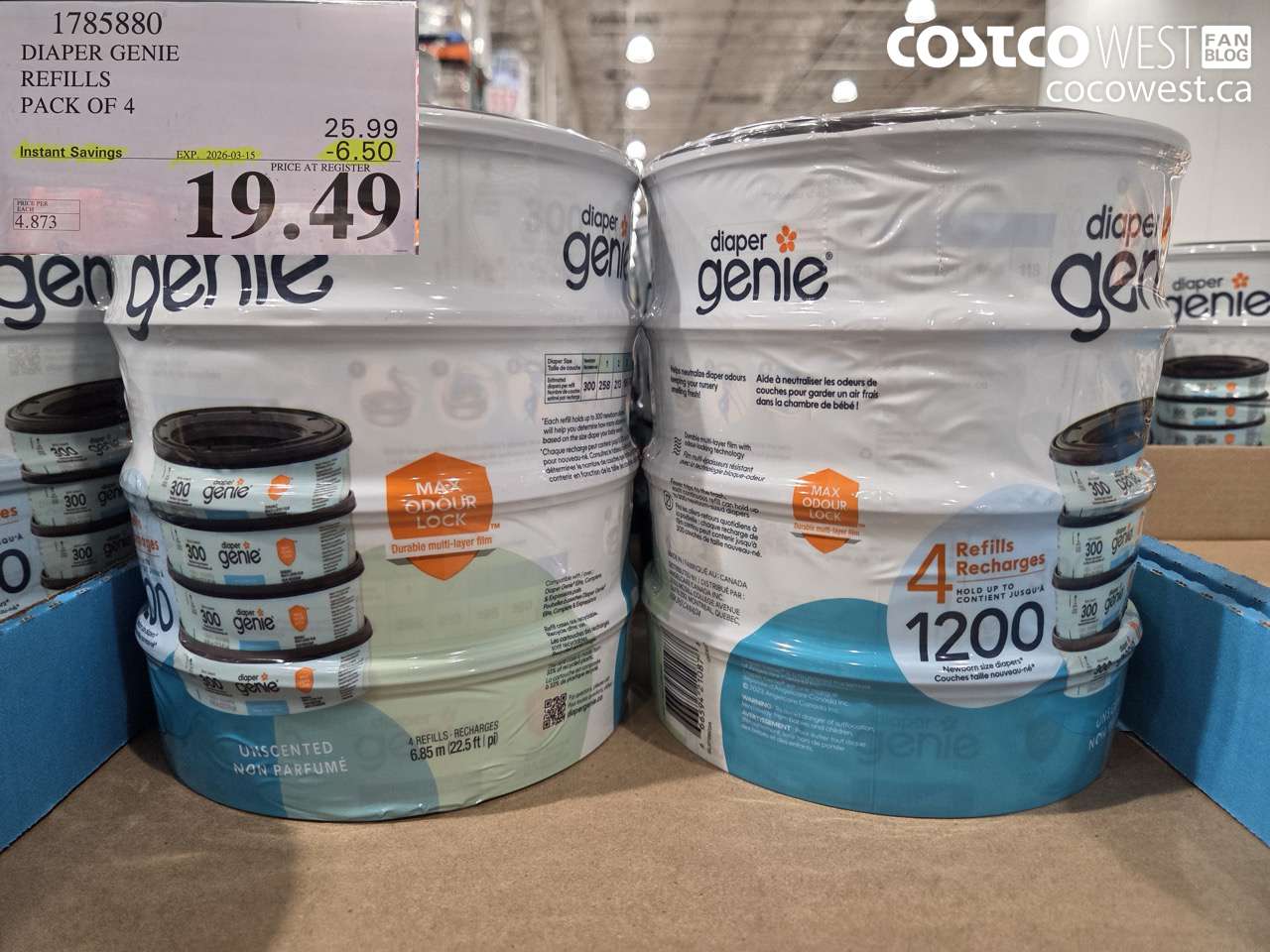 1785880 DIAPER GENIE REFILLS PACK OF 4 ($6.50 INSTANT SAVINGS EXPIRES ON 2026-03-15) $19.49
