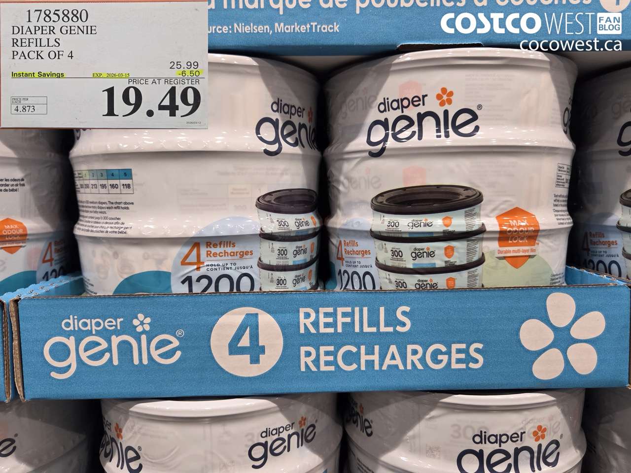 1785880 DIAPER GENIE REFILLS PACK OF 4 ($6.50 INSTANT SAVINGS EXPIRES ON 2026-03-15) $19.49