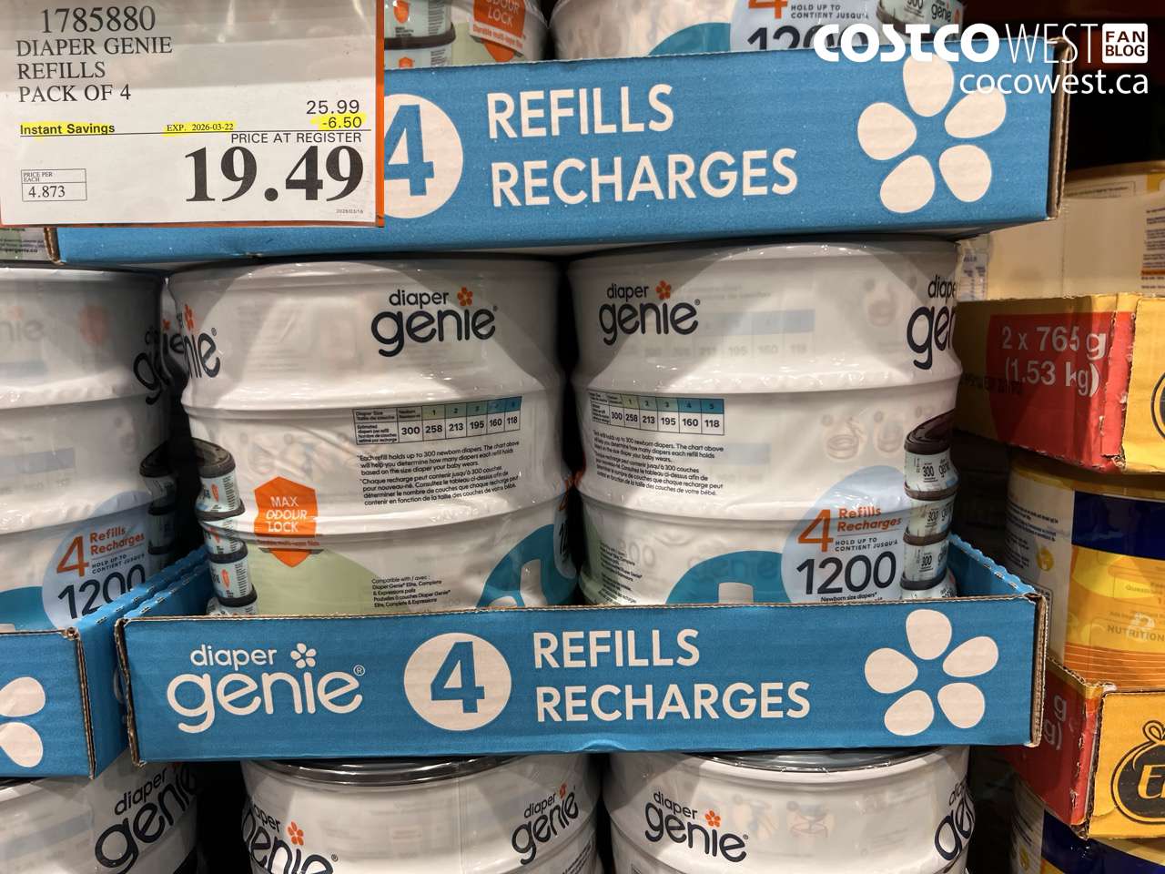 1785880 DIAPER GENIE REFILLS PACK OF 4 ($6.50 INSTANT SAVINGS EXPIRES ON 2026-03-22) $19.49