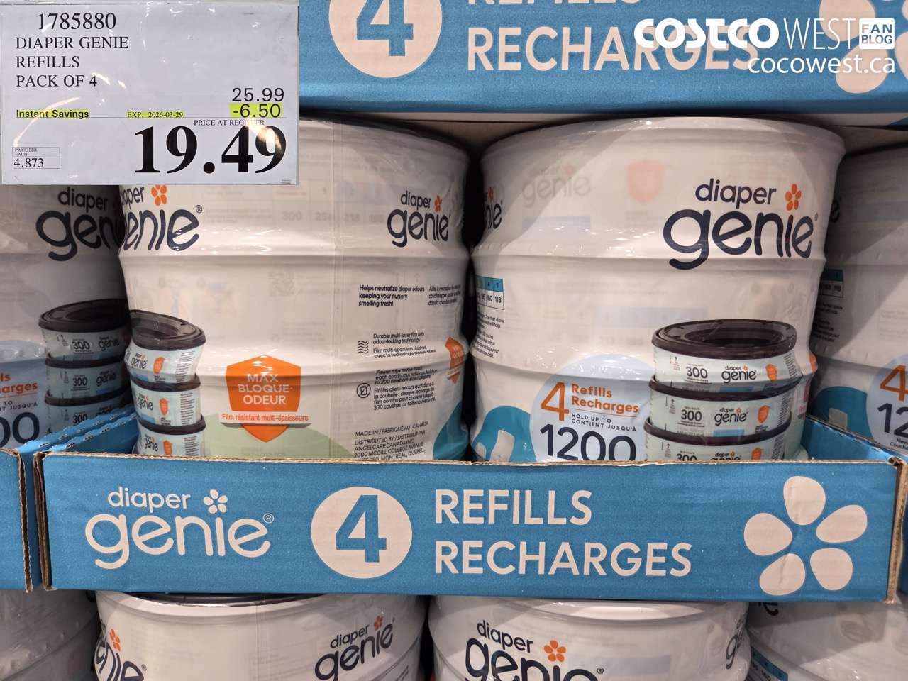 1785880 DIAPER GENIE REFILLS PACK OF 4 ($6.50 INSTANT SAVINGS EXPIRES ON 2026-03-29) $19.49