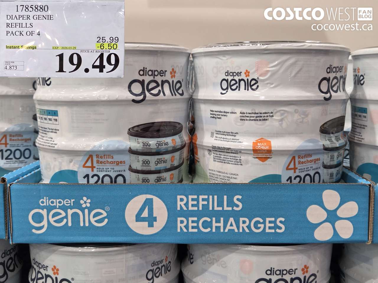 1785880 DIAPER GENIE REFILLS PACK OF 4 ($6.50 INSTANT SAVINGS EXPIRES ON 2026-03-29) $19.49