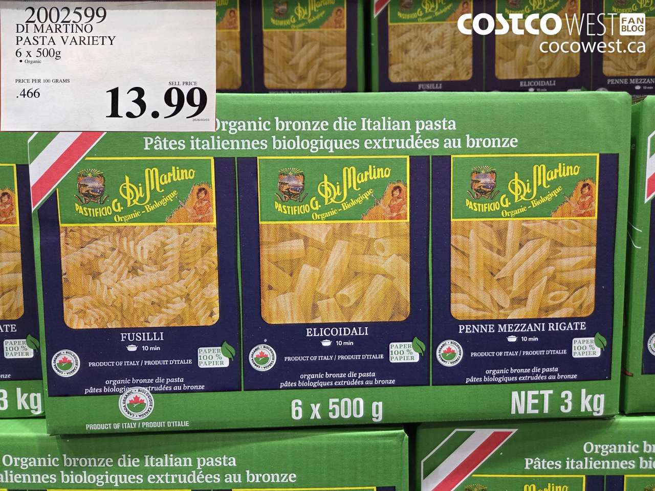 2002599 DI MARTINO PASTA VARIETY 6 X 500G $13.99