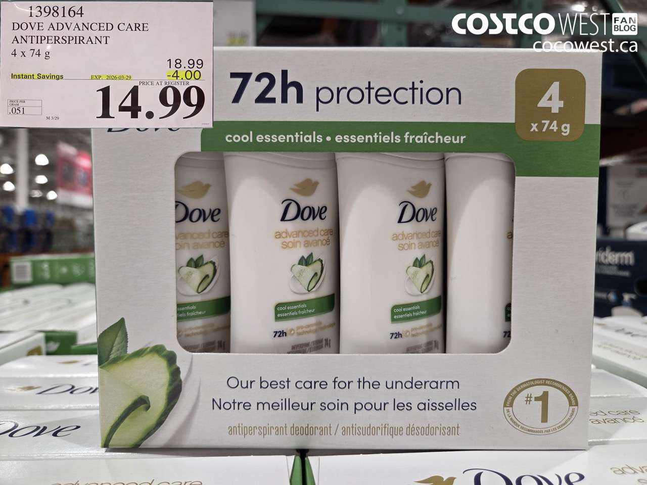 1398164 DOVE ADVANCED CARE ANTIPERSPIRANT ($4.00 INSTANT SAVINGS EXPIRES ON 2026-03-29) $14.99