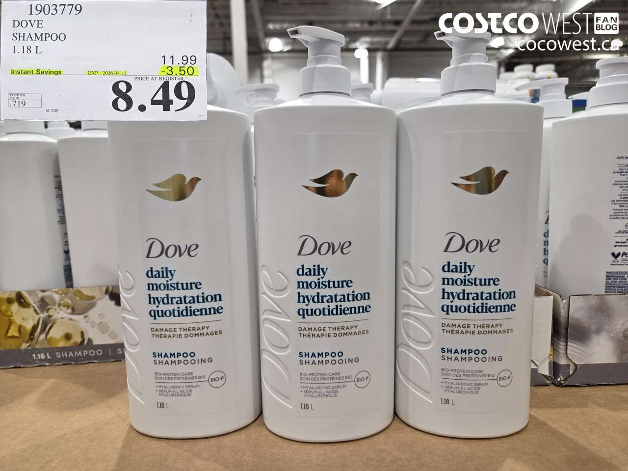 1903779 DOVE SHAMPOO 1.18 L ($3.50 INSTANT SAVINGS EXPIRES ON 2026-04-12) $8.49