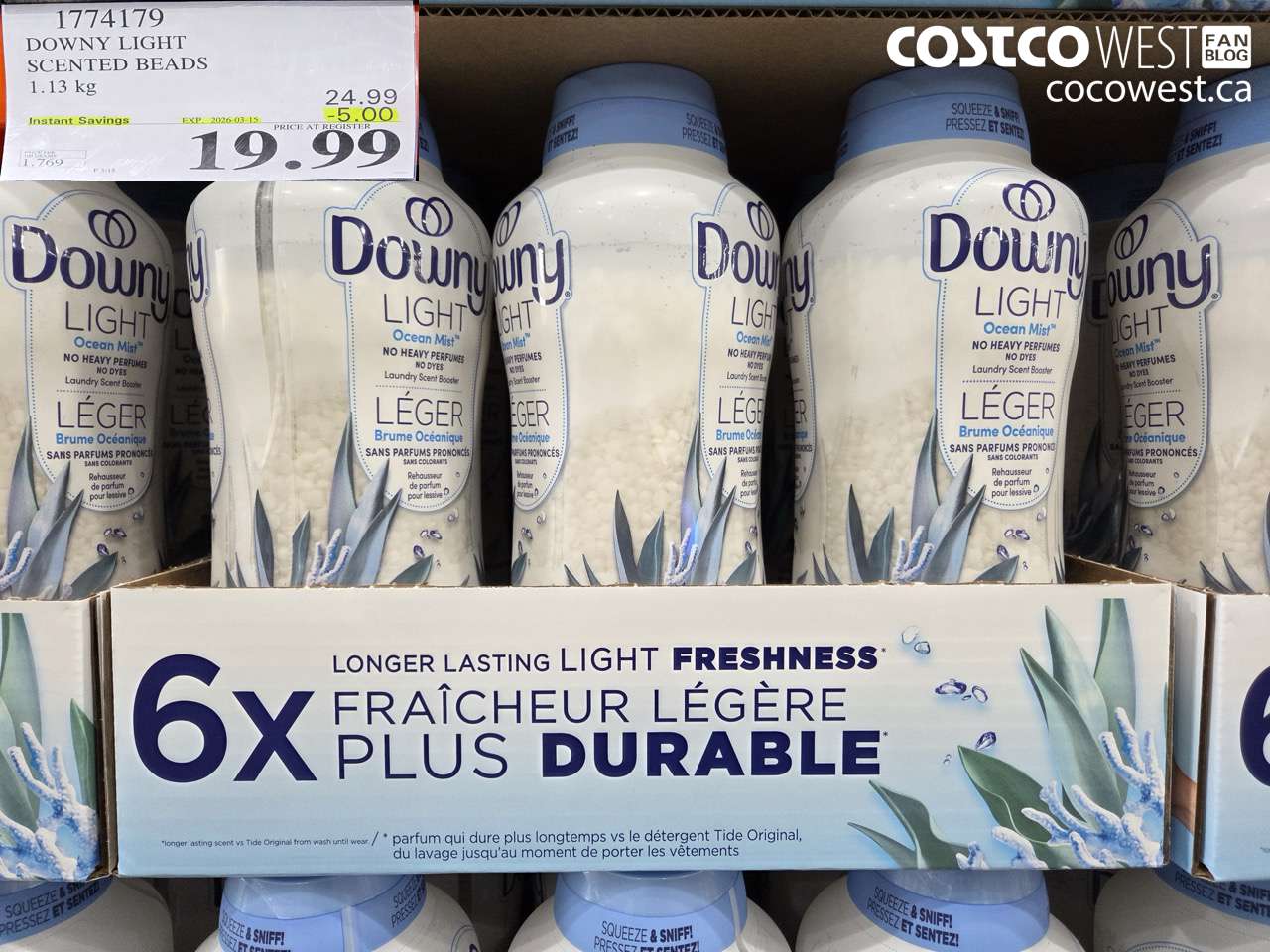 1774179 DOWNY LIGHT SCENTED BEADS 1.13 KG ($5.00 INSTANT SAVINGS EXPIRES ON 2026-03-15) $19.99