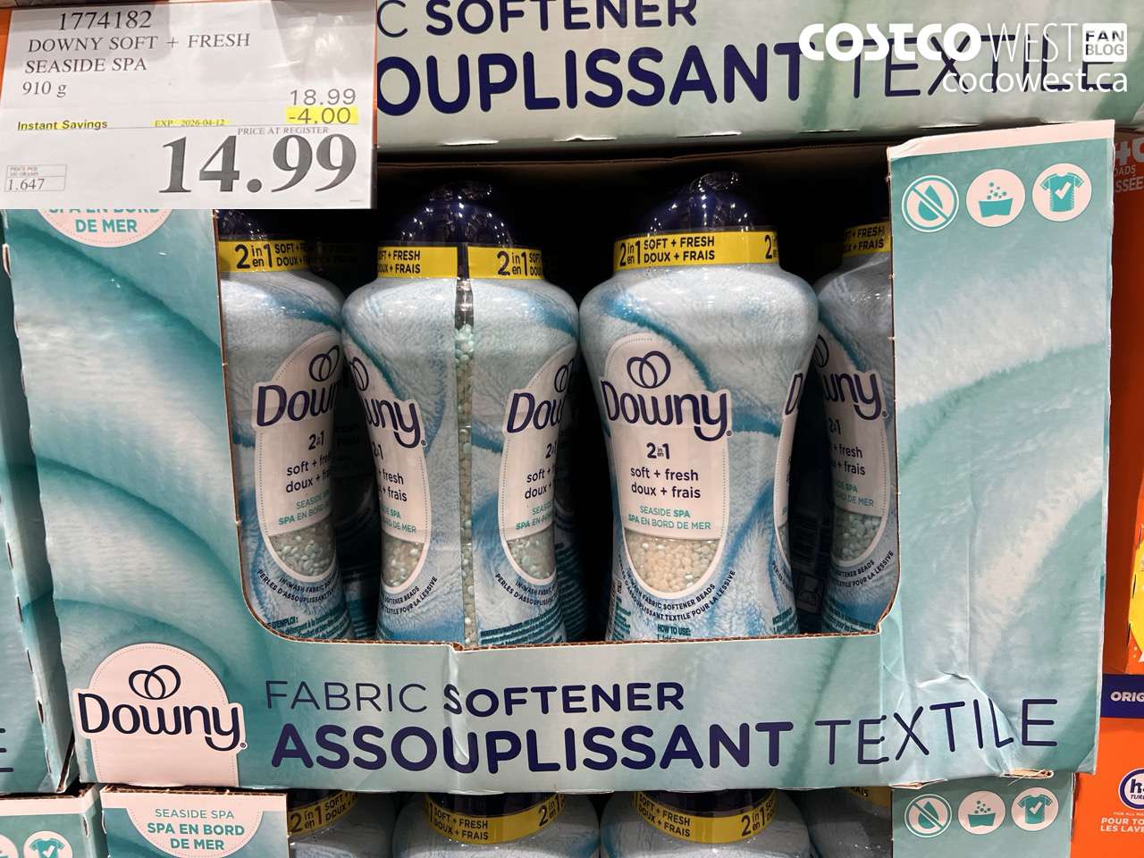 1774182 DOWNY SOFT + FRESH SEASIDE SPA 910G ($4.00 INSTANT SAVINGS EXPIRES ON 2026-04-12) $14.99