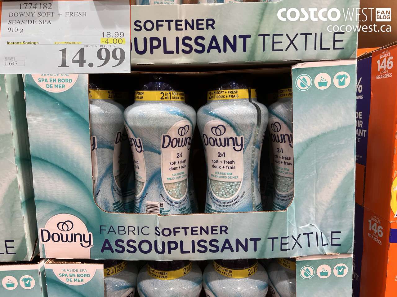 1774182 DOWNY SOFT + FRESH SEASIDE SPA 910G ($4.00 INSTANT SAVINGS EXPIRES ON 2026-04-12) $14.99