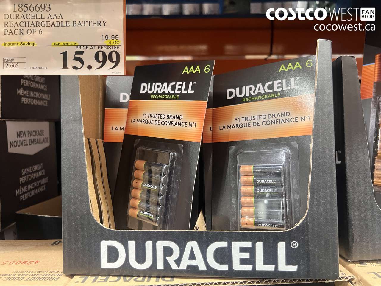1856693 DURACELL AAA RECHARGEABLE BATTERY PACK OF 6 ($4.00 INSTANT SAVINGS EXPIRES ON 2026-03-29) $15.99