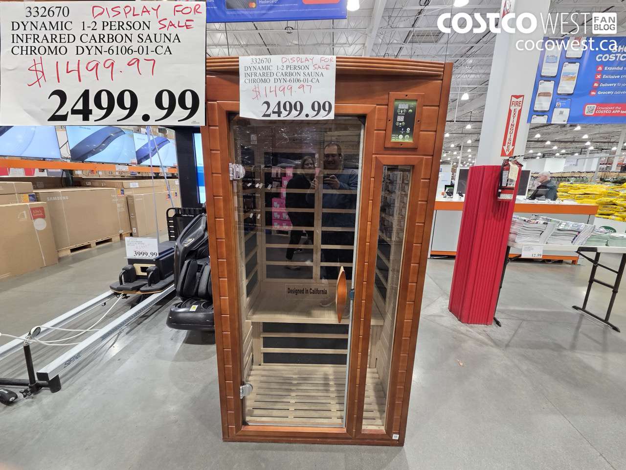 332670 DYNAMIC 1-2 PERSON INFRARED CARBON SAUNA CHROMO DYN-6106-01-CA $1499.97