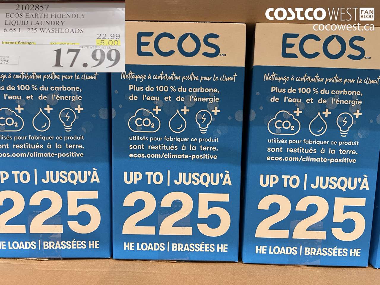 2102857 ECOS EARTH FRIENDLY LIQUID LAUNDRY 6.65 L 225 WASHLOADS ($5.00 INSTANT SAVINGS EXPIRES ON 2026-03-29) $17.99