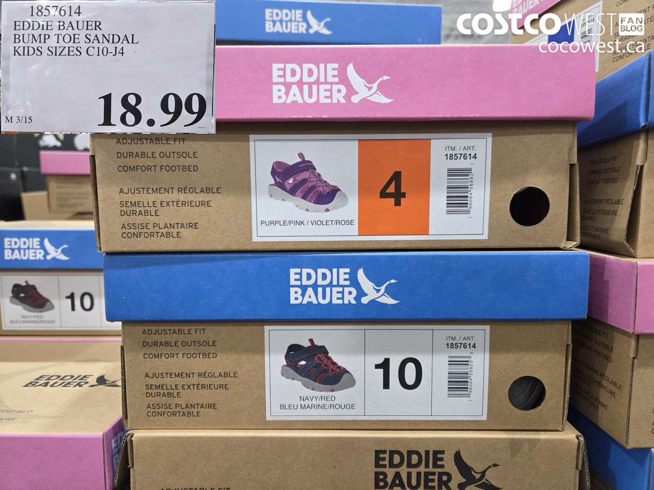 1857614 EDDIE BAUER BUMP TOE SANDAL KIDS SIZES C10-J4 $18.99