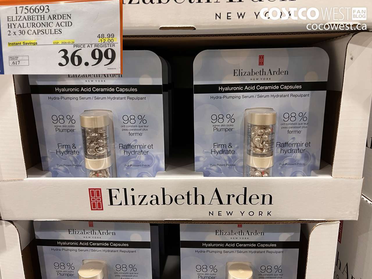 1756693 ELIZABETH ARDEN HYALURONIC ACID 2 X 30 CAPSULES ($12.00 INSTANT SAVINGS EXPIRES ON 2026-03-29) $36.99