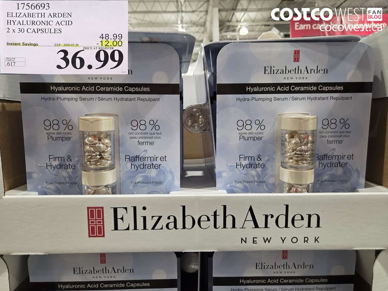 1756693 ELIZABETH ARDEN HYALURONIC ACID 2 X 30 CAPSULES ($12.00 INSTANT SAVINGS EXPIRES ON 2026-03-29) $36.99