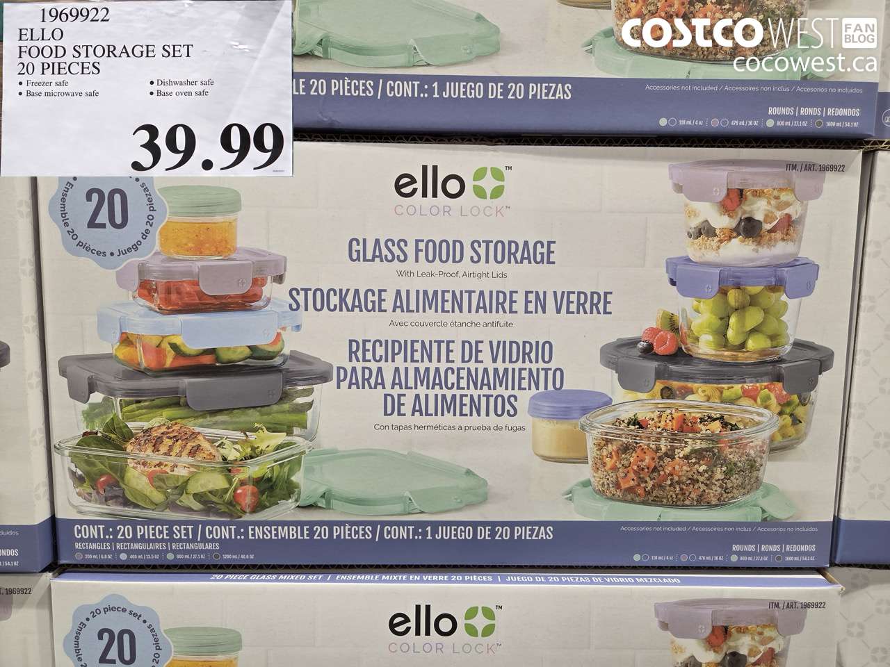 1969922 ELLO FOOD STORAGE SET 20 PIECES $39.99