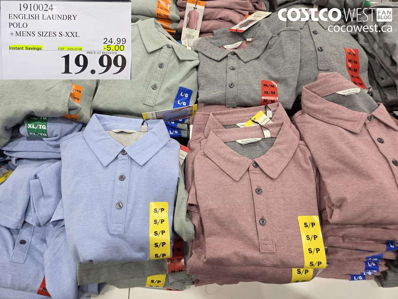 1910024 ENGLISH LAUNDRY POLO + MENS SIZES S-XXL ($5.00 INSTANT SAVINGS EXPIRES ON 2026-03-08) $19.99