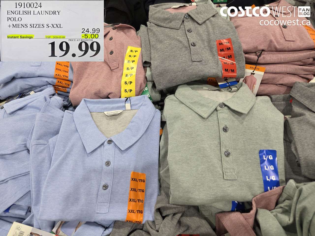 1910024 ENGLISH LAUNDRY POLO + MENS SIZES S-XXL ($5.00 INSTANT SAVINGS EXPIRES ON 2026-03-08) $19.99