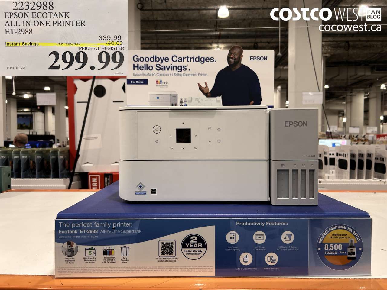 2232988 EPSON ECOTANK ALL-IN-ONE PRINTER ET-2988 ($40.00 INSTANT SAVINGS EXPIRES ON 2026-03-19) $299.99