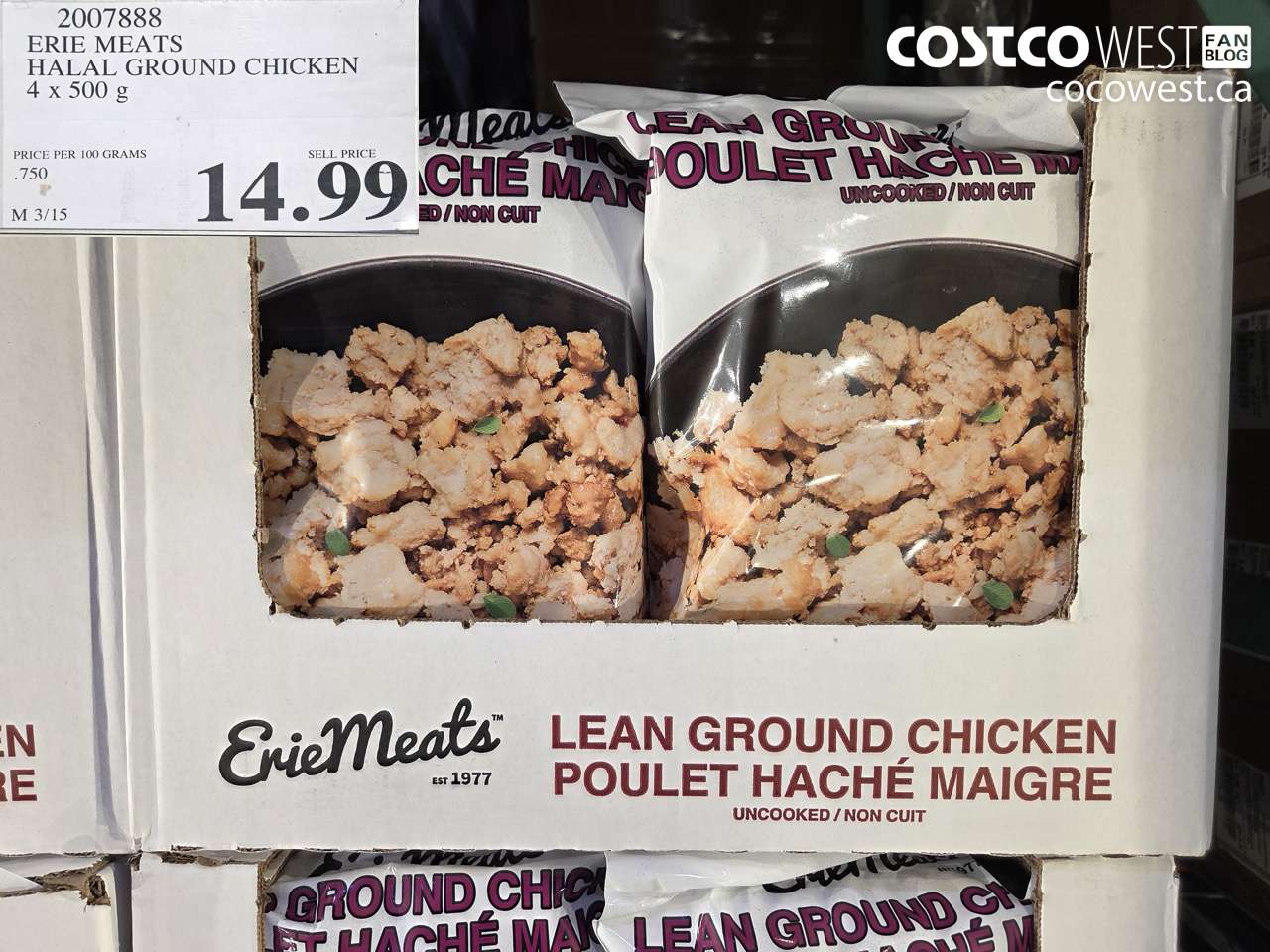 2007888 ERIE MEATS HALAL GROUND CHICKEN 4 X 500 G $14.99