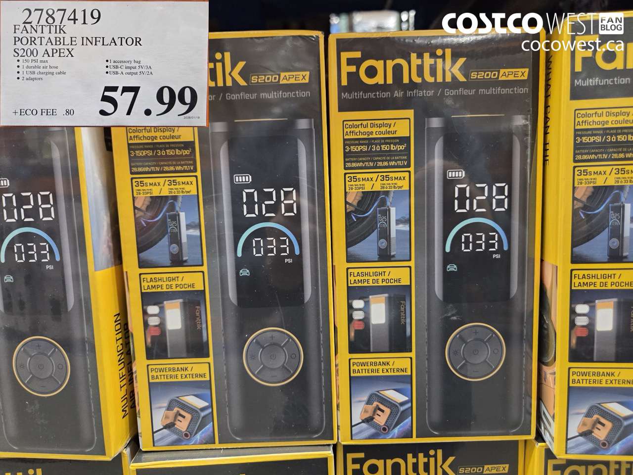 2787419 FANTIK PORTABLE INFLATOR S200 APEX $57.99