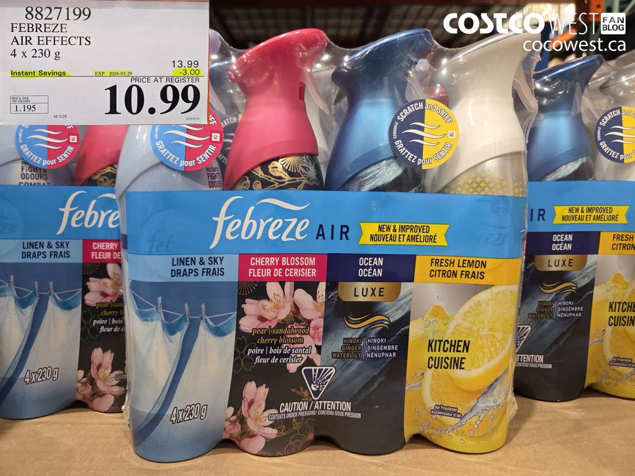 8827199 FEBREZE AIR EFFECTS 4 X. 230G ($3.00 INSTANT SAVINGS EXPIRES ON 2026-03-29) $10.99