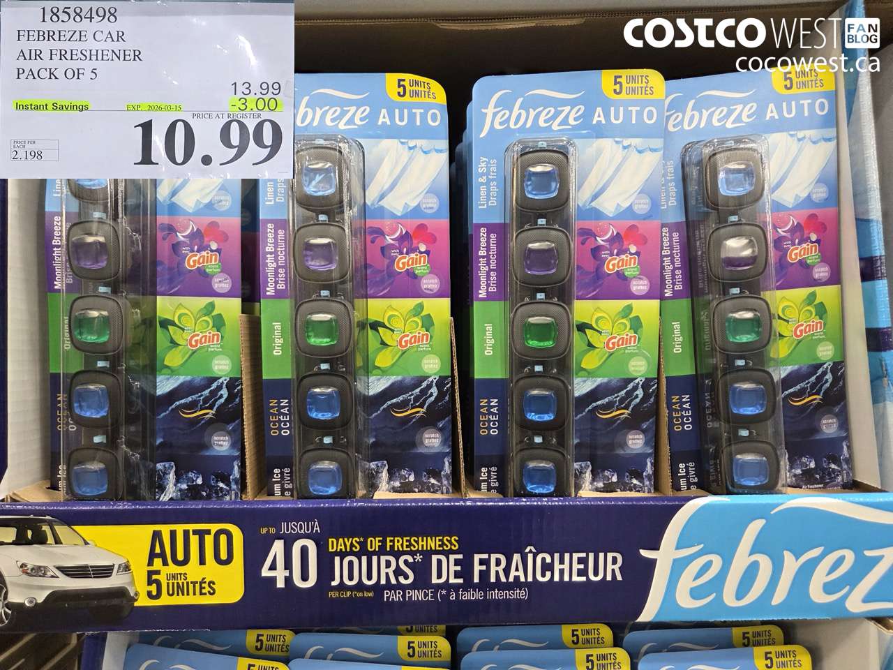 1858498 FEBREZE CAR AIR FRESHENER PACK OF 5 ($3.00 INSTANT SAVINGS EXPIRES ON 2026-03-15) $10.99
