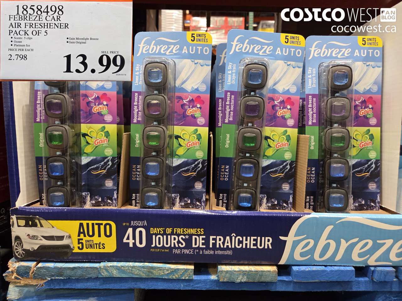 1858498 FEBREZE CAR AIR FRESHENER PACK OF 5 $13.99