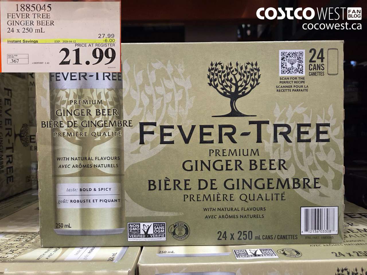 1885045 FEVER TREE GINGER BEER 24 X 250 ML ($6.00 INSTANT SAVINGS EXPIRES ON 2026-04-12) $21.99