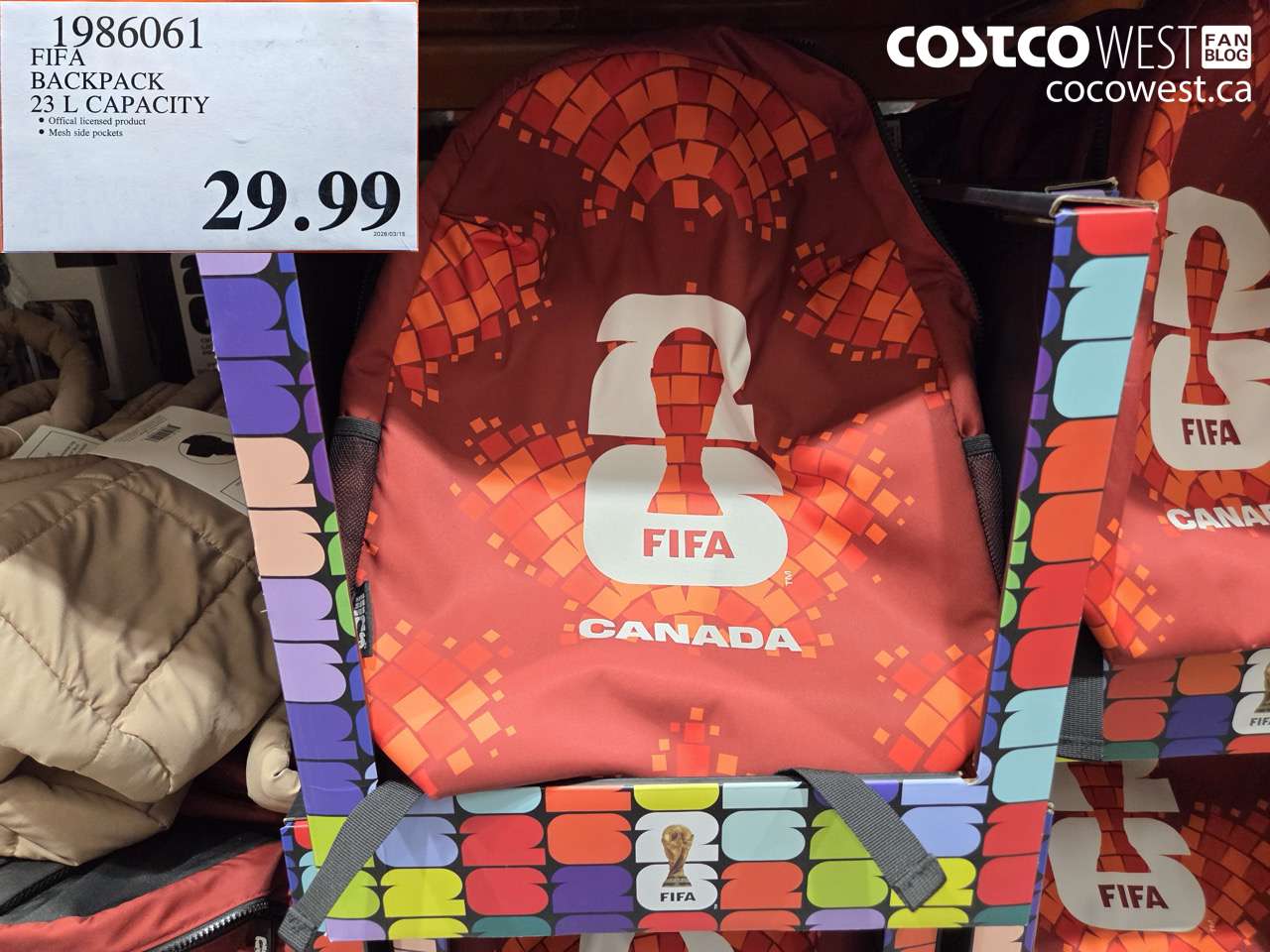 1986061 FIFA BACKPACK 23 L CAPACITY $29.99