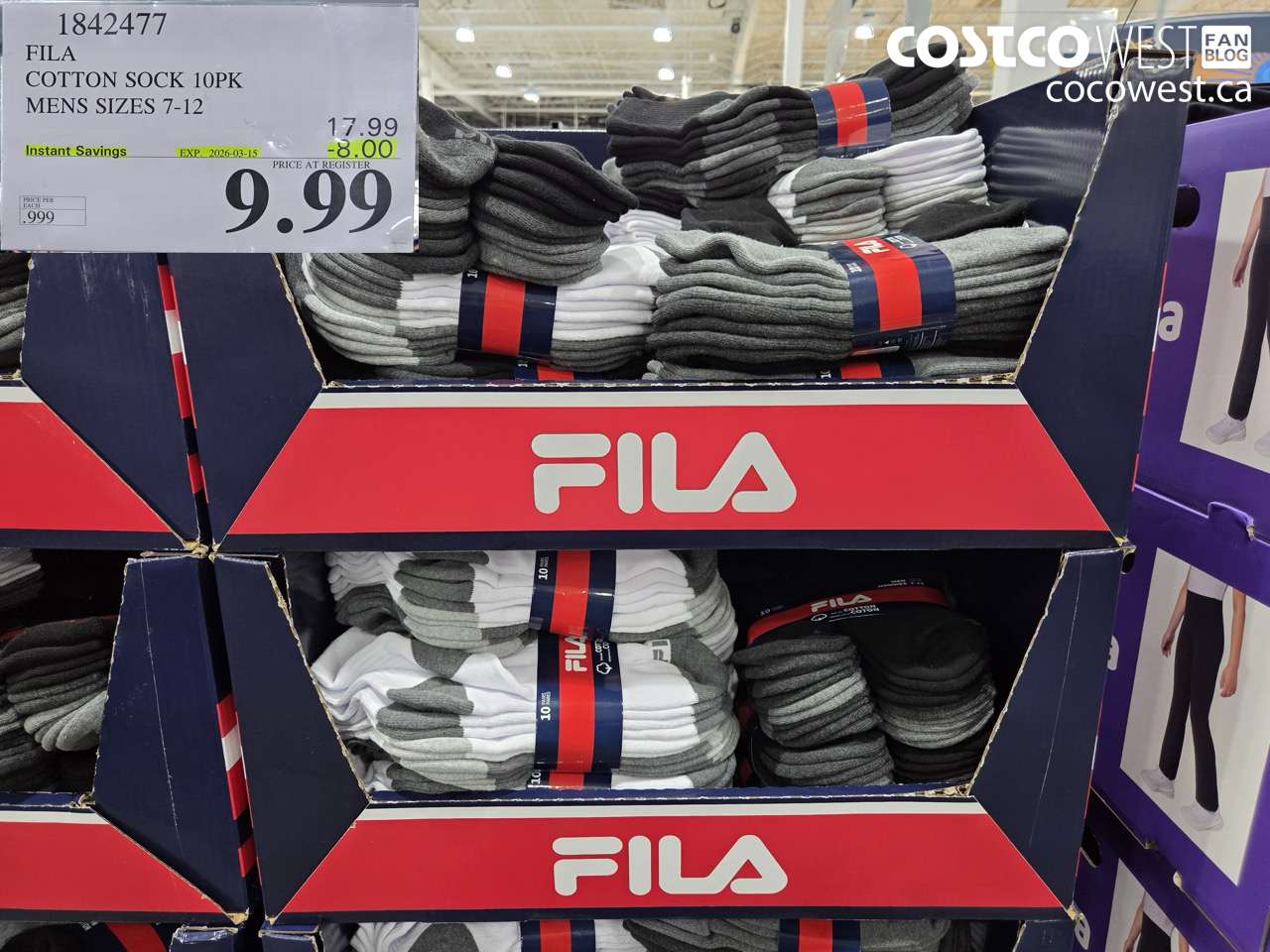1842477 FILA COTTON SOCK 10PK MENS SIZES 7-12 ($8.00 INSTANT SAVINGS EXPIRES ON 2026-03-15) $9.99