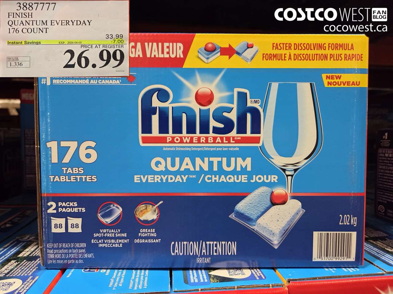 3887777 FINISH QUANTUM EVERYDAY 176 COUNT ($7.00 INSTANT SAVINGS EXPIRES ON 2026-04-05) $26.99