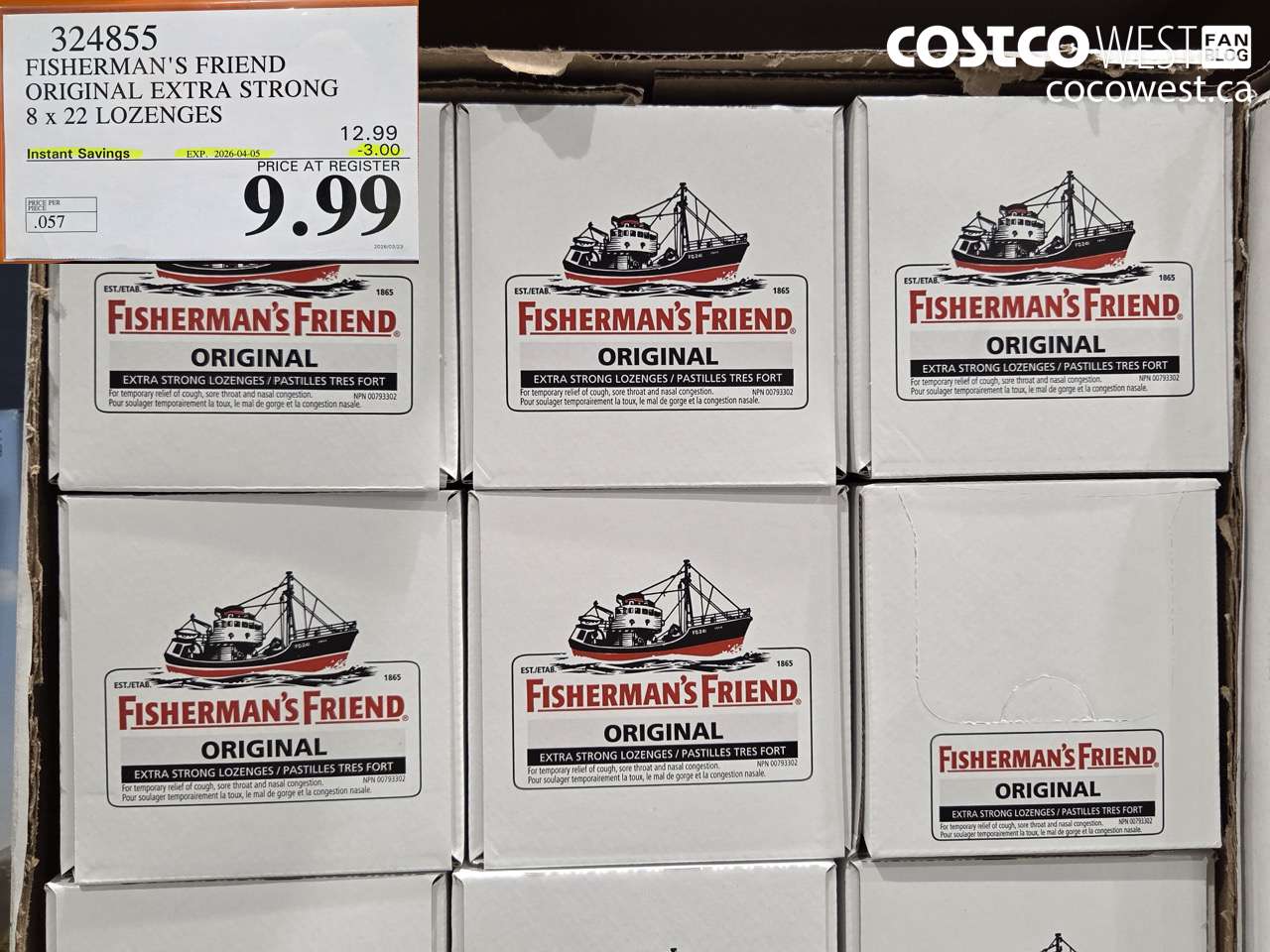 324855 FISHERMAN'S FRIEND ORIGINAL EXTRA STRONG 8 X 22 LOZENGES ($3.00 INSTANT SAVINGS EXPIRES ON 2026-04-05) $9.99
