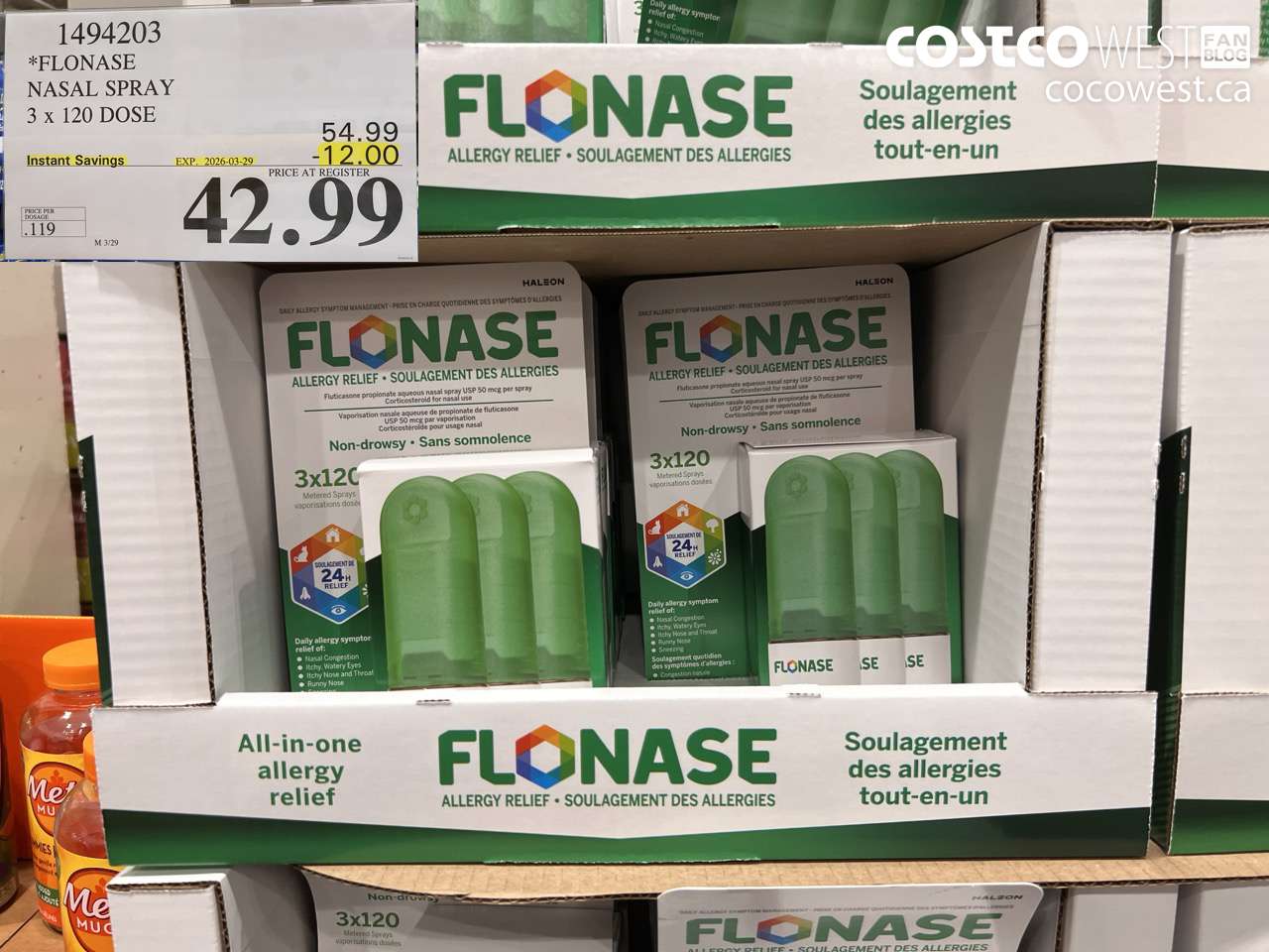 1494203 FLONASE NASAL SPRAY 3 X 120 DOSE ($12.00 INSTANT SAVINGS EXPIRES ON 2026-03-29) $42.99