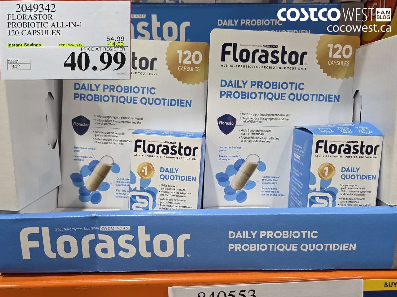 2049342 FLORASTOR PROBIOTIC ALL-IN-1 120 CAPSULES ($14.00 INSTANT SAVINGS EXPIRES ON 2026-03-15) $40.99