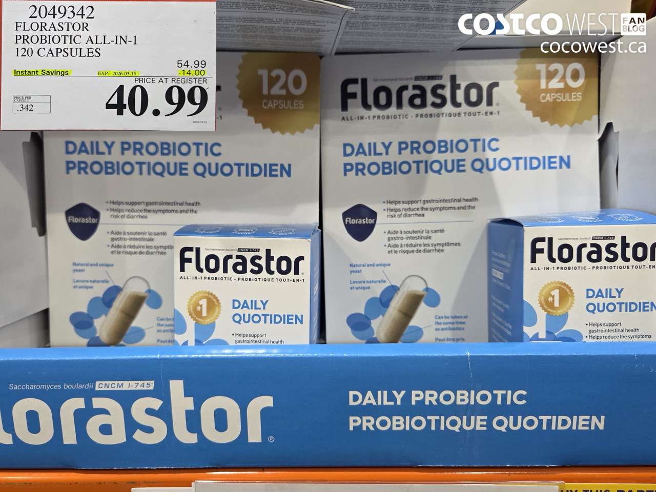 2049342 FLORASTOR PROBIOTIC ALL-IN-1 120 CAPSULES ($14.00 INSTANT SAVINGS EXPIRES ON 2026-03-15) $40.99