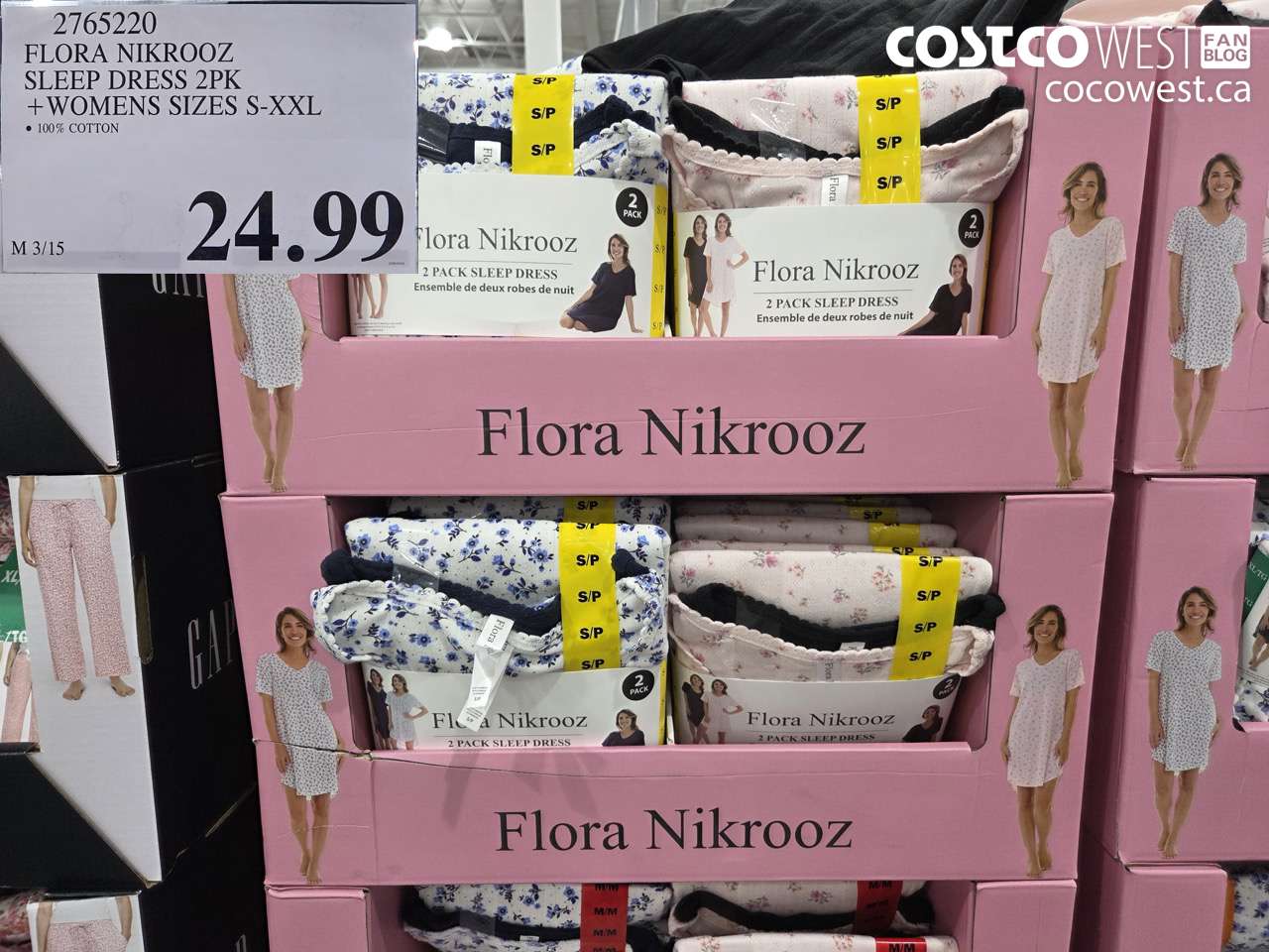 2765220 FLORA NIKROOZ SLEEP DRESS 2PK + WOMENS SIZES S-XXL $24.99