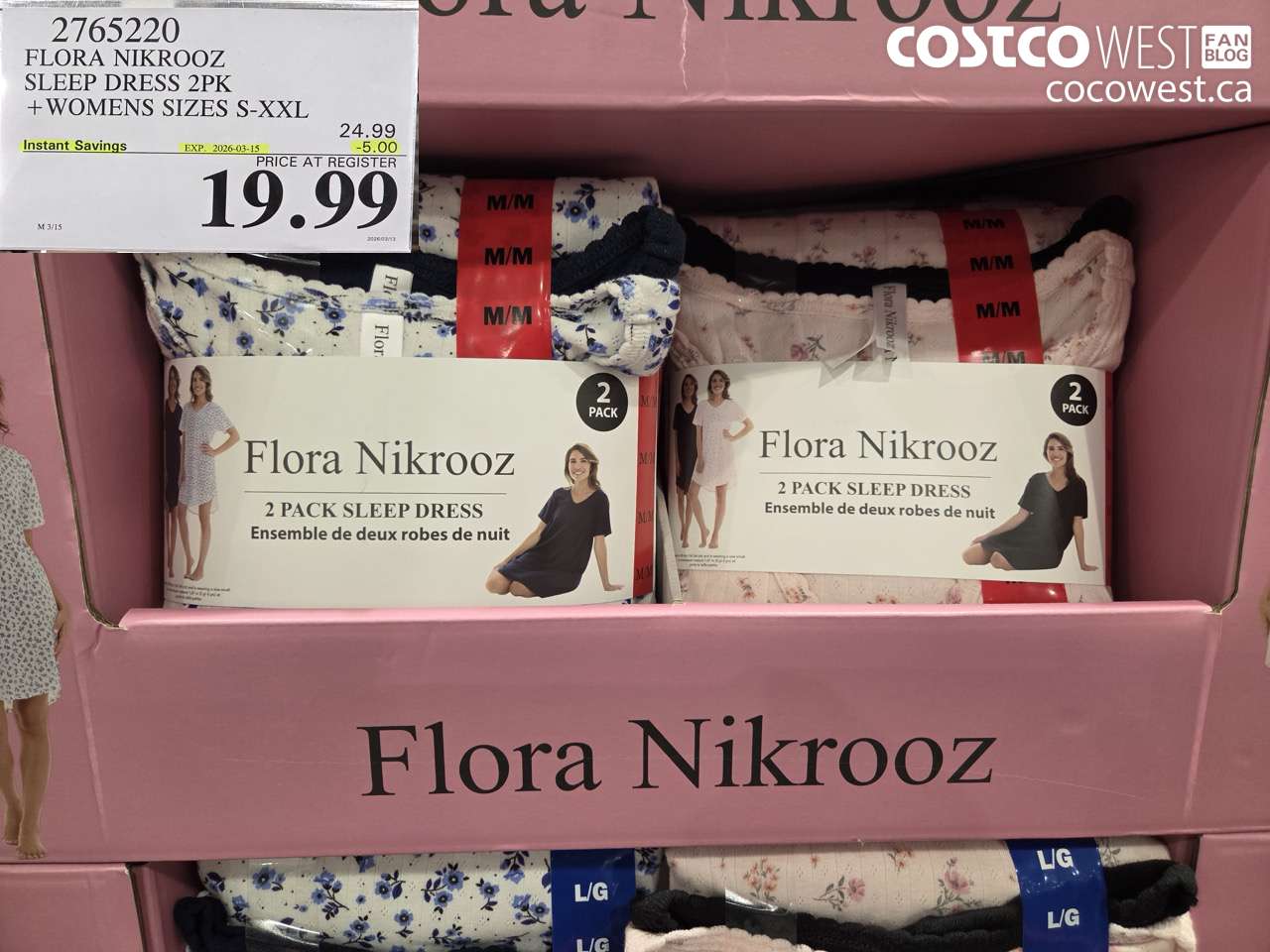 2765220 FLORA NIKROOZ SLEEP DRESS 2PK + WOMENS SIZES S-XXL ($5.00 INSTANT SAVINGS EXPIRES ON 2026-03-15) $19.99