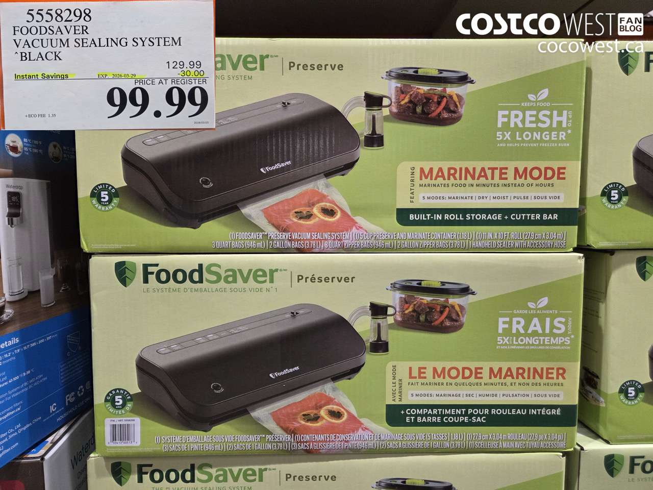 5558298 FOODSAVER VACUUM SEALING SYSTEM BLACK ($30.00 INSTANT SAVINGS EXPIRES ON 2026-03-29) $99.99