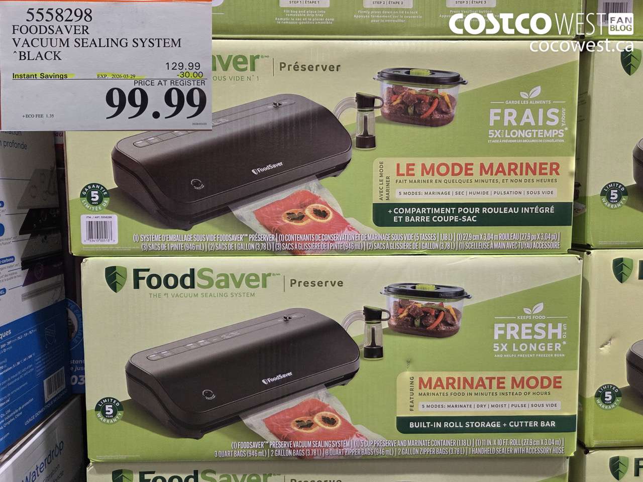 5558298 FOODSAVER VACUUM SEALING SYSTEM BLACK ($30.00 INSTANT SAVINGS EXPIRES ON 2026-03-29) $99.99