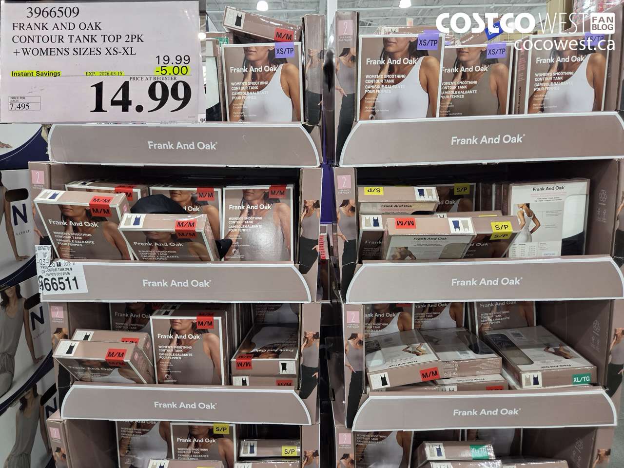 3966509 FRANK AND OAK CONTOUR TANK TOP 2PK + WOMENS SIZES XS-XL ($5.00 INSTANT SAVINGS EXPIRES ON 2026-03-15) $14.99